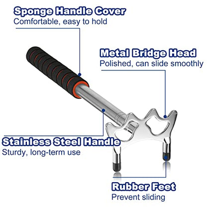 Skylety Retractable Pool Bridge Stick, Billiards Cue Bridge with Metal Head, Screw Thread Removable Head, Billiards Cue Accessory for Pool Table