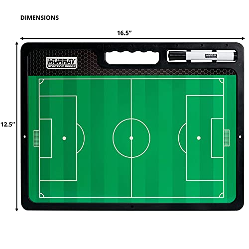 Murray Sporting Goods Premium Coaches Clipboard | Double-Sided Dry Erase Marker Board for Basketball, Baseball, Soccer, Football, Hockey (Marker Included) - style: Soccer