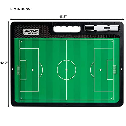 Murray Sporting Goods Premium Coaches Clipboard | Double-Sided Dry Erase Marker Board for Basketball, Baseball, Soccer, Football, Hockey (Marker Included) - style: Soccer