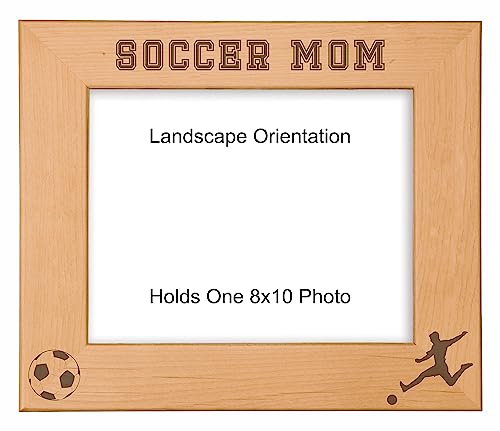 Gift for Mom Soccer Mom Engraved Wood Picture Frame (8x10 Landscape) - size: 8x10 Landscape
