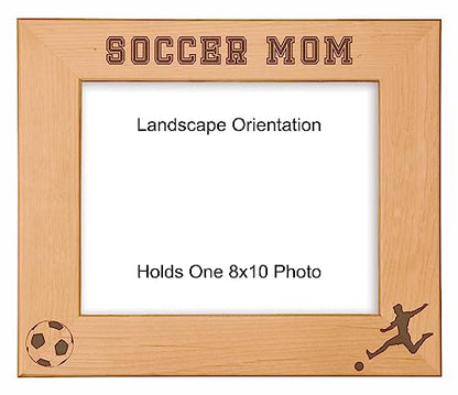 Gift for Mom Soccer Mom Engraved Wood Picture Frame (8x10 Landscape) - size: 8x10 Landscape