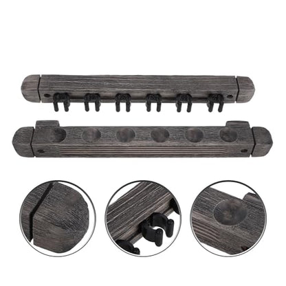 Toyvian Wall Mounted Pool Cue Holder and Solid Wood Cue Rack, Silver Gray Billiard Stick Storage Stand with 6-cue Capacity for Game Room and Playroom Billiards Accessories
