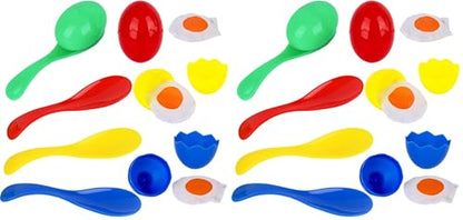 LovesTown Spoon Race Game Set, Egg Relay Race for Kids, with Yolk Outdoor Plastic Eggs Game Birthday Party Favors (Pack of 2) - size: Small (Pack of 2)