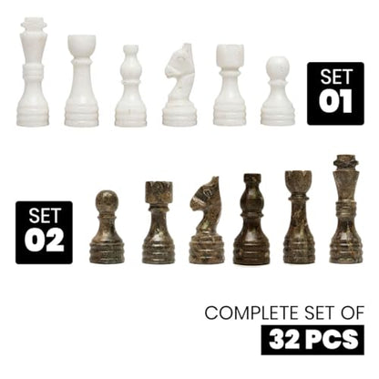 Handcrafted Premium Marble Chess Pieces Set Elegant 32-Piece Replacement for 12-15 Inch Chess Boards with Storage Box (Grey and White) - color: Grey and White