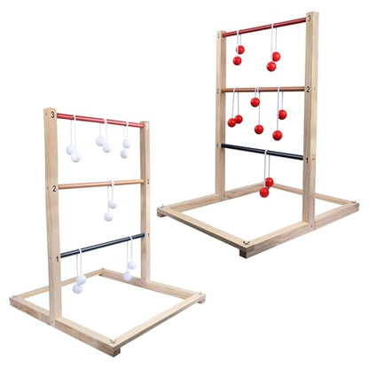 GOTHINK Wooden Ladder Toss Game Set - Finished Wood Toss Set with Ladder Ball Bolos - Indoor & Outdoor Game for Kids & Adults - color: Ladder Toss 2 Set