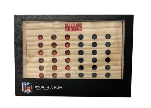 Rico Industries NFL Mini Travel Team 4 in A Row Mini Game- Wooden, Team Colors, 5.5" x 8" (Cleveland Browns) - style: Cleveland Browns