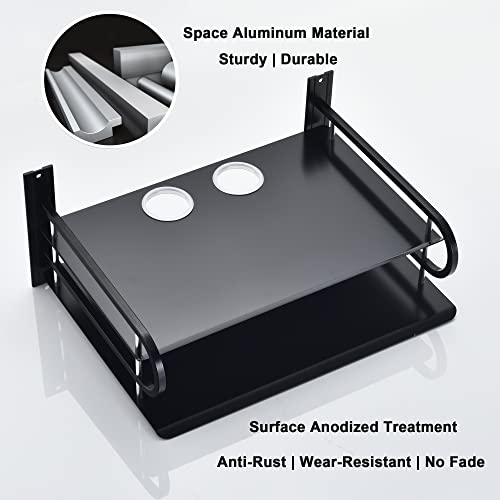 HNVNER Metal Wall Shelves with Cable Holes for Small Projector, Router, Modem, Camera, Speaker etc. AV Devices, 2-Tier Floating Shelf for TV Components Bracket Cable Boxes Media Boxes, 9.8" x 8.27" - color: 2 Layers-small-1pcs