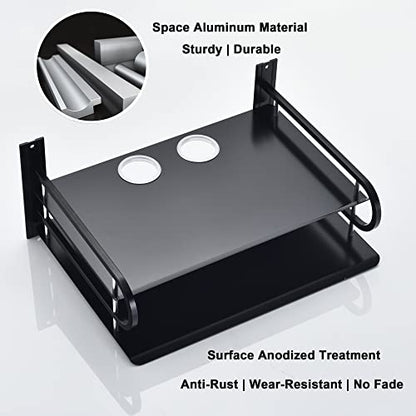 HNVNER Metal Wall Shelves with Cable Holes for Small Projector, Router, Modem, Camera, Speaker etc. AV Devices, 2-Tier Floating Shelf for TV Components Bracket Cable Boxes Media Boxes, 9.8" x 8.27" - color: 2 Layers-small-1pcs