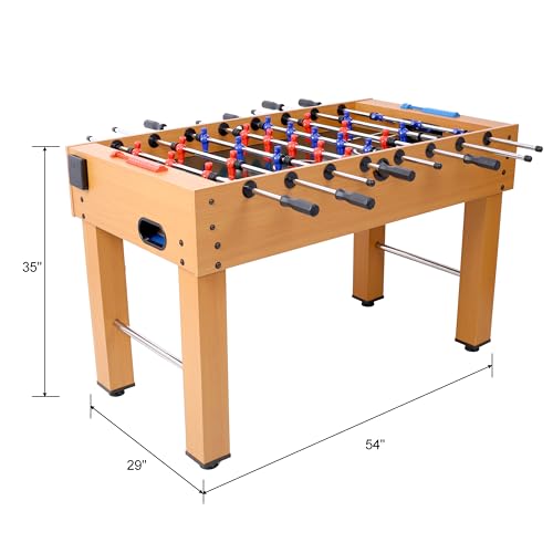 Foosball Table, Adult Size, 54 inch Standard Size Foosball Tables, Indoor Full Sizes Foosball Tables for Home, Family, and Game Room, Soccer with Foosball Table Set, Light Cherry