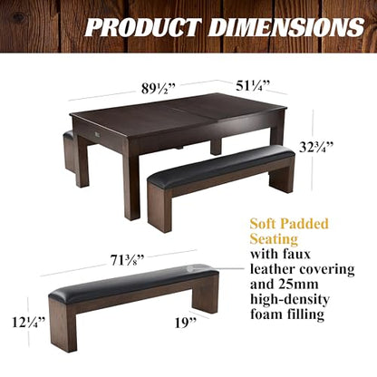 Barrington Billiards 7' Drop Pocket Pool Table 3-in-1 Combo Table, Dining Top, Table Tennis and Billiards with Accessories - style: 7.5 Ft. Slate-Tech