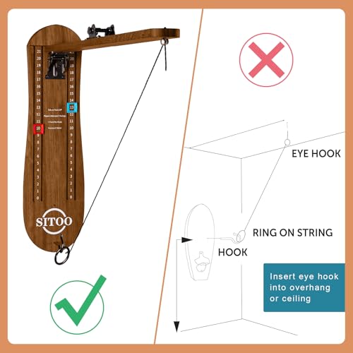 Ring Toss Game for Adults, Outdoors Games, Wall Mounted Hook and Ring Game with Foldable Arm - color: Walnut