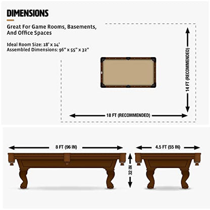 EastPoint Sports Dayton Beige 96-Inch Pool Table - Professional Grade 8 Ball Pool Game Table for Billiards, Indoor Games in Rec Room, Basement & Family Game Room