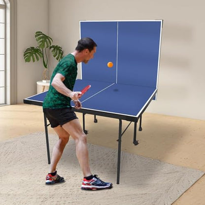 7FT Professional Indoor Outdoor Ping Pong Table Foldable with Quick Assembly- Portable Table Tennis Table Game with Net, 2 Table Tennis Paddles and 2 Balls-All Weather Aluminum Composite Surface,