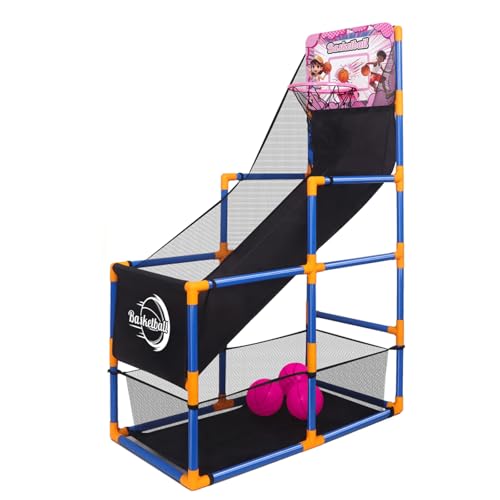 Nattork Arcade Basketball Game Set with 4 Balls and Hoop, Kids Basketball Hoop Indoor Outdoor Sports Toy Gifts for Kids Boys Girls 3-5 Years Old, Air Pump Included, Ideal for Gifts