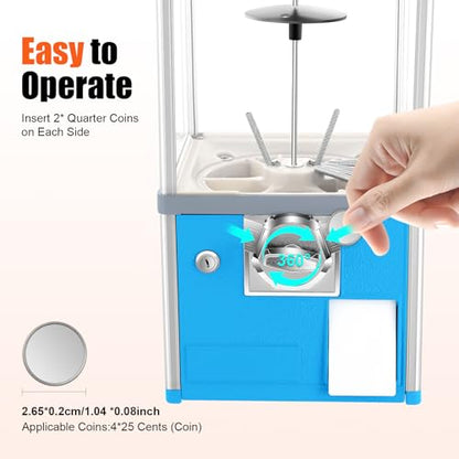 Gumball Machine for Kids, 25-Cent Vending Machines, PS Bouncy Balls Dispenser, 1.77-1.97in Huge Load Capacity Coin Operated Gumball Bank, Hold 200 Capsule Toys for Retail/Game Store (Blue) - color: Blue