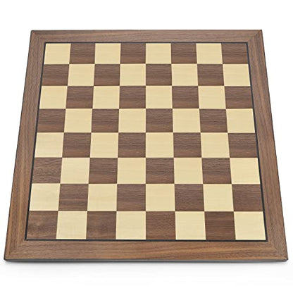AMEROUS 17 Inches Wooden Chess Board Only, Professional Tournament Chess Board Large with Gift Package - Chess Rules, Beginner Chess Board Game for Adults