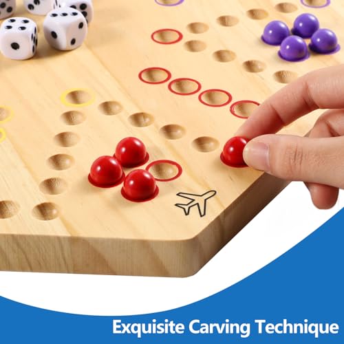 15 in Wahoo Board Game, Marble Board Game for 4-6 Players, Fast Track Board Game with Complete Accessories, Classic Board Game for Game Night, Parties - color: Small, Wood Log