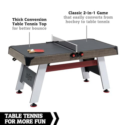 Hall of Games Air Hockey Table, Indoor Arcade Gaming Sets with Electronic Score Systems, Perfect for Family Game Rooms - style: 5.5 Ft. Arcade (2-in-1)