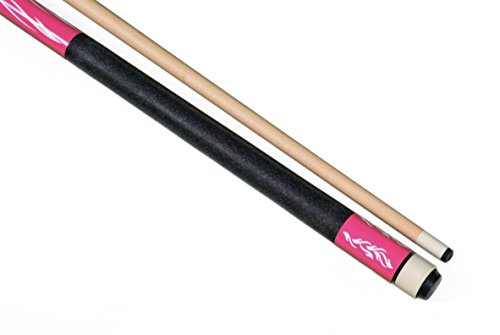 2 Piece 58inch Hardwood Maple Pool Cue Billiard Stick with Steel Joint, Pink, 18-21oz