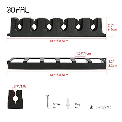 Go Pal CR1 Black Pool Cue Holder, Wall Mount Pool Stick Rack for 6 Cues Stick Storage, Pool Cue Set Rack, Pool Table Rods Organizer