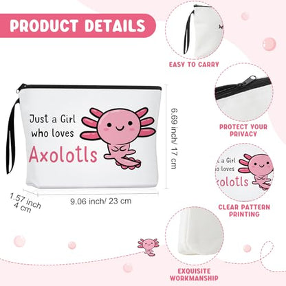 Sieral 2 Pcs Animal Lover Bag Gift for Women Travel Canvas Tote Portable Zipper Pouch Canvas Reusable Grocery Tote - style: Axolotl