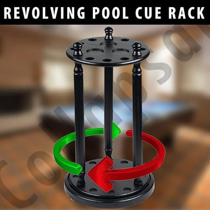 Collapsar Revolving Pool Stick Holder - 100% Solid Wood Billiard Pool Cue Rack Floor Stand - Holds 9 Pool Cue Sticks (Black)