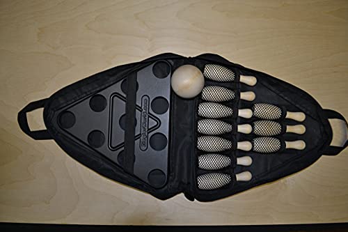 Zieglerworld Table Shuffleboard Bowling Brown Pins - Pinsetter - Rules Booklet - Score Chart - Carrier Bag & Wood Ball