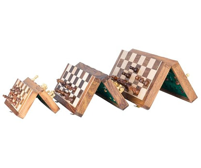 12" Large Wooden Chess Set - Handcrafted Chess Board Game with Magnetic Pieces & Storage - Deluxe Folding Board for Kids & Adults - Premium Acacia Wood Set for Home Decor, Coffee Table & Gift