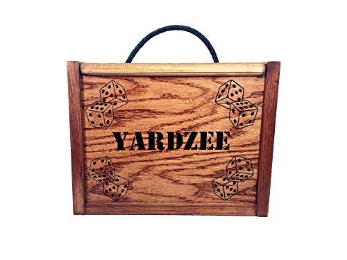 Yardzee Yard Dice Set with 8 player dry erase score sheet - 6 Giant Wood Lawn Dice - Great Backyard Game