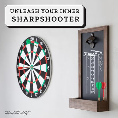 Play Platoon Dart Scoreboard & Darts Holder Wall Mount - Wood Score Board, Professional Darts Accessories, Dart Holder - size: 15.75 x 8 inch, style: Chalkboard