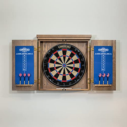 American Legend Charleston Solid Wood Bristle Dartboard Cabinet Set - Includes 18” dartboard and 6 steel tip darts