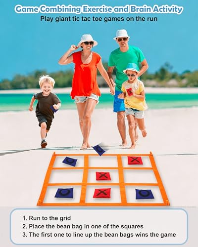 Outdoor Games, Kanosan Giant Tic Tac Toe Bean Bag Toss Games Field Day Birthday Party Family Reunion Carnival Yard Lawn Easter Outside Beach Fun Games - size: TG-32