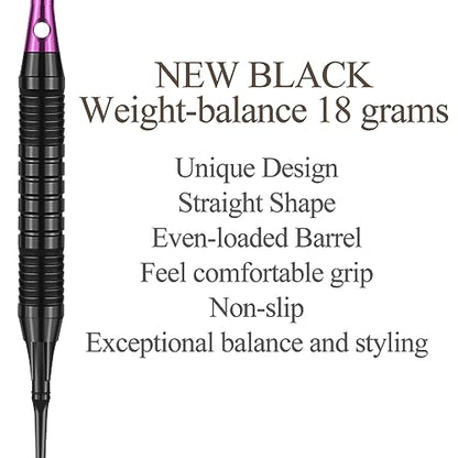 Darts Plastic Tip Set - 18g 21g Colorful Rainbow Soft Tip Darts 50 Anti-Loose O-Rings 6 Shaft (Aluminum/Nylon 45mm) 6 Durable Flights Extra 50 Soft Tips Electronic Dartboard - color: Purple-DART-D