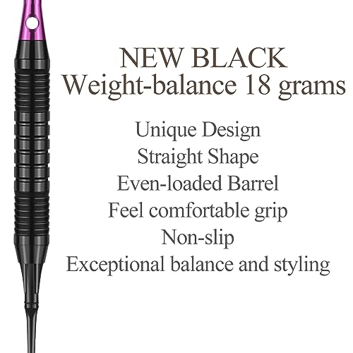 Darts Plastic Tip Set - 18g 21g Colorful Rainbow Soft Tip Darts 50 Anti-Loose O-Rings 6 Shaft (Aluminum/Nylon 45mm) 6 Durable Flights Extra 50 Soft Tips Electronic Dartboard - color: Purple-DART-D