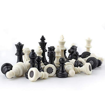 DINOBROS Chess Pieces Only Magnetic Plastic Chessman Set for Replacement of Missing Pieces - Complete Set of 32 Unweighted Game Pawns - style: Chess Pieces