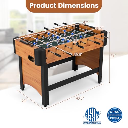 Goplus Foosball Table, 47" Competition Full Size Soccer Game Table with 22 Players, 2 Balls, Home Arcade Football Table Set for Adults, Family Nights, Game Rooms, Parties - color: Natural