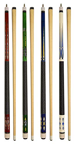 Set of 4 Pool Cues New 58" Billiard House Bar Pool Cue Sticks - color: SET15~18(4pcs)
