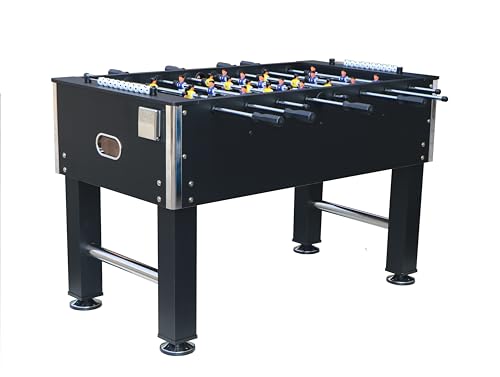 54 Inch Foosball Table, Full-Size Soccer Game Table for Adult & Kids with 4 Balls, Sturdy MDF & Steel Construction, Indoor Family Game Room, Black
