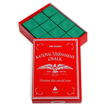 Silver Cup National Tournament Pool cue Billiard Premium Chalk - ONE Dozen - color: Tournament Green