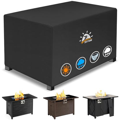 Zettum Fire Pit Cover Rectangular 52 Inch - Outdoor Fire Table Cover Rectangle Heavy Duty & Waterproof, 600D Patio Propane Gas Firepit Cover Rectangular Fade & Weather Resistant - 52 x 34 x 24 Inch - color: Black - Rectangular, size: 52x34x24 Inch