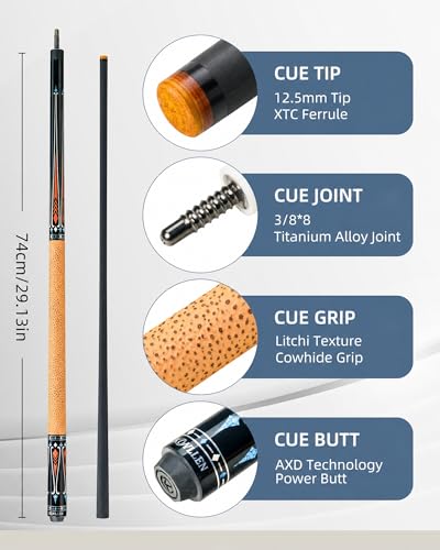 KONLLEN Carbon Fiber Pool Cue Stick 58-inch Professional Pool Sticks for Adults Full Carbon Technology Low Deflection Pool Cue Billiard Cues with 12.5mm Tip (Easy to Control, Pro Taper, Ultra-Smooth) - color: 005 yellow