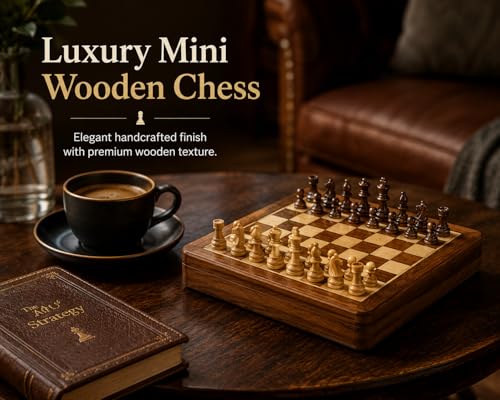 Crafted Chess Art- Handmade Personalised Luxury Chess Set-Mens Personalised Gift- Magnetic Wooden Chess Set- Travel Chess Games - Birthday Chess Gift- (5 Inches) (Acacia Wood) (5 Inches/ 12.7 Cm) - color: 5 Inch Chess Board