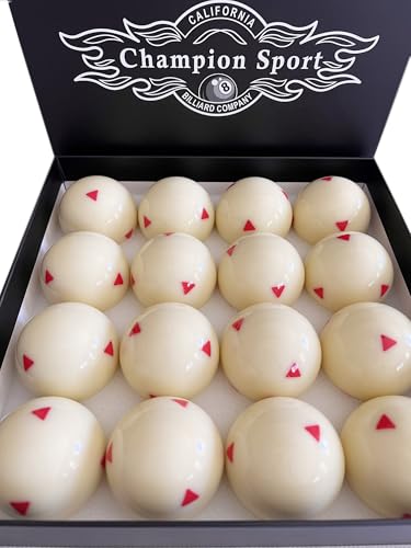 Champion 2-1/4" Billiard Arcos Training Pool Cue Ball with Red or Black Triangles - style: One Set: 16 balls/1 box ( Red Triangles)