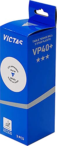 VICTAS VP40+ Certified Table Tennis Game Ball, 3 Star, White - style: Pack of 3