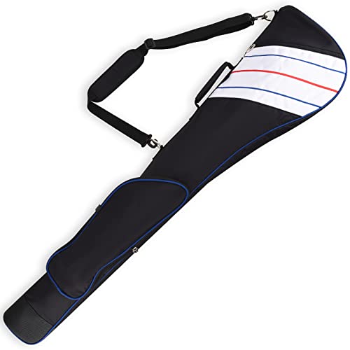 Big Teeth Golf Sunday Bag, Small Golf Bag Lightweight, Par 3 Golf Bag for A Few Clubs Driving Range, Practice with Carry Shoulder Strap Foldable Multi-Colour - color: Black & Stripes