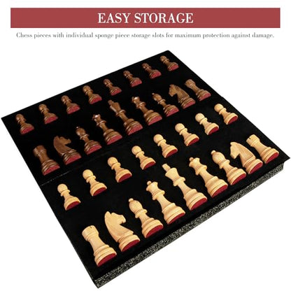 BIVOMON Wooden Chess Pieces Only-Heavy Weighted Tournament Chessmen with 2 Extra Queens-King Height 3.8 inch-Replacement of Missing Pieces-Exquisite Packaging