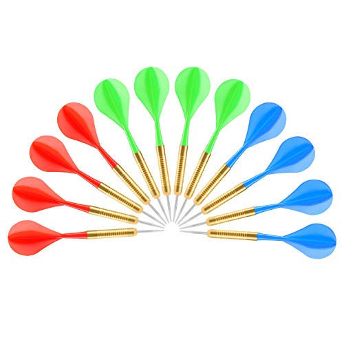 Accmor 18 Pack Steel Tip Darts, 16 Grams Metal Tip Dart Set, Darts Metal Tip Set, Metal Darts for Dartboard - style: 12 Pack