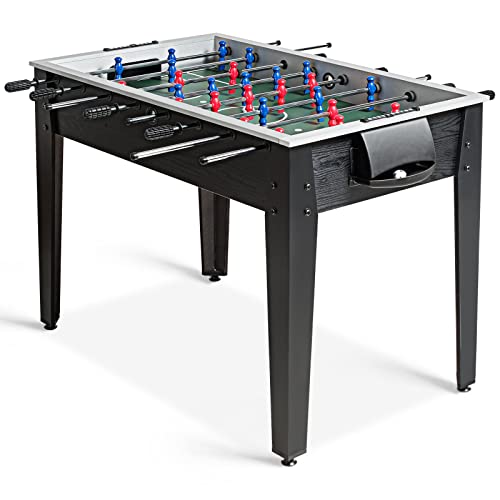 Goplus 48'' Foosball Table, Wooden Soccer Games Table w/ 2 Footballs, Score Keepers, Indoor Home, Game Room, Arcade Competition Sized Football Table for Adult Kids Youth - color: Black