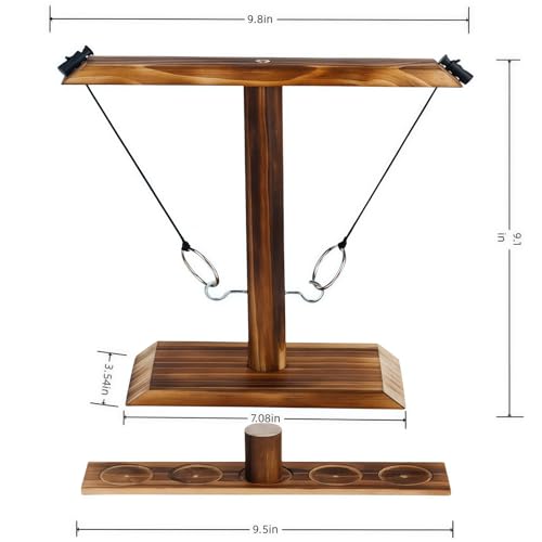 Ring Toss Game, Ring Throwing Game with Shot Put, Hook and Ring Throwing Game for Adults Kids, Fun Hook and Ring Game with Ladder - size: Small
