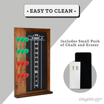 Play Platoon Dart Scoreboard & Darts Holder Wall Mount - Wood Score Board, Professional Darts Accessories, Dart Holder - size: 20 x 12 inch, style: Chalkboard